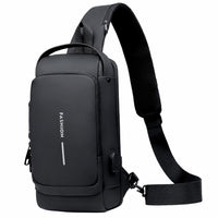 Varzamy all-black waterproof anti-theft sling bag