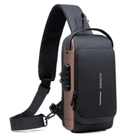 Varzamy black and brown waterproof anti-theft sling bag